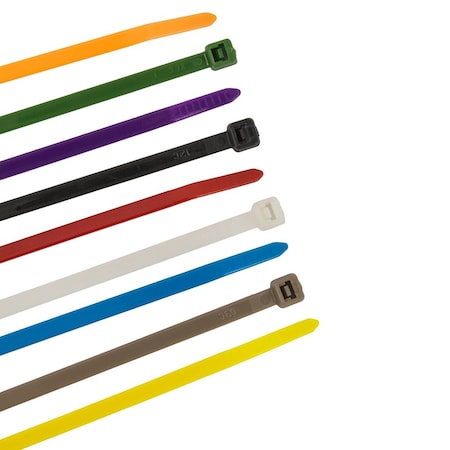 Forney Cable Tie, 14-1/2 in L, 4 in Max Bundle Dia., Assorted Colors, Nylon 6/6, 50 lb Strength, 100 PK 62050